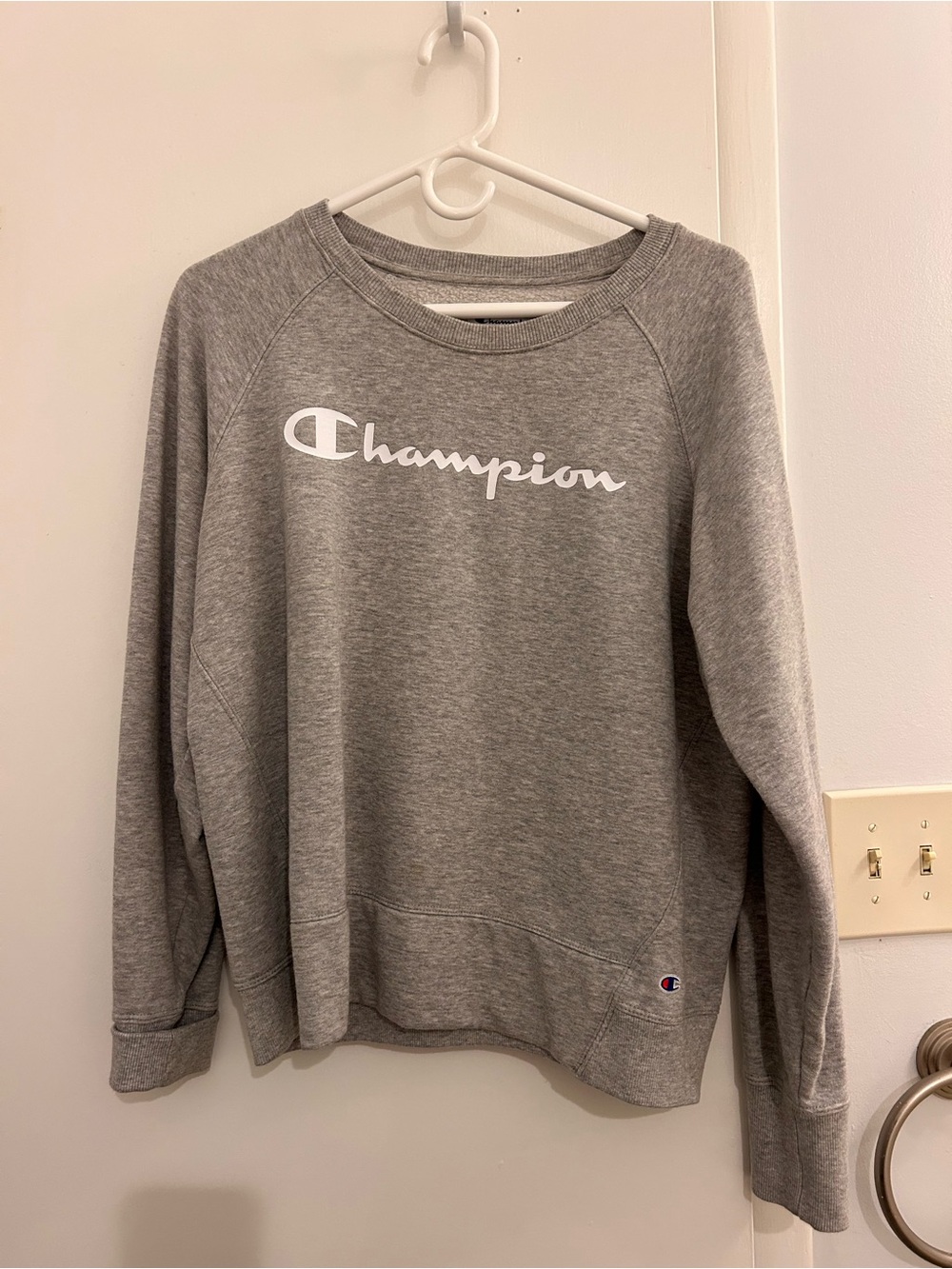 Champion Gray Crew Sweatshirt with White Logo